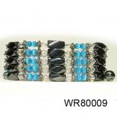 36inch Blue Cat's Eye, Crystal,Magnetic Wrap Bracelet Necklace All in One Set